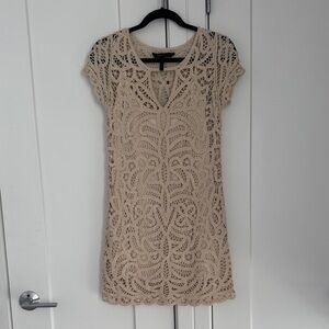 BCBGMaxAzria Tan Lace Mini Dress